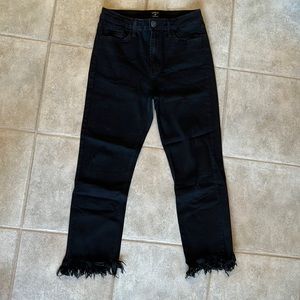 Just black fringe black jeans
